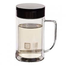 雙層水晶玻璃杯富光玻璃杯 辦公茶杯水杯子帶手柄茶隔過(guò)濾