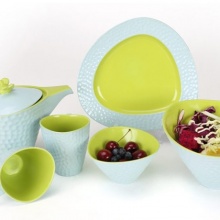 創(chuàng)意禮品 提拉米蘇彩泥陶瓷 多彩浮雕工藝餐具六件組合套裝
