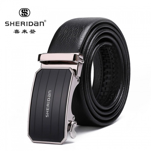 SHERIDAN 喜來登 男士真皮自動扣正品腰帶男商務(wù)休閑潮牛皮褲帶NL160955S 黑色