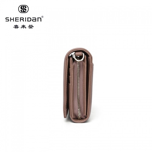 SHERID AN 喜來登 小方包蛇骨鏈條包單肩斜挎女包翻蓋郵差包女包NL180432S 杏色