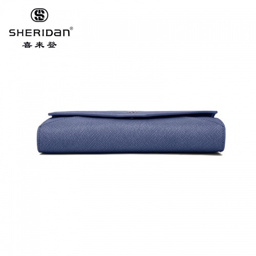 SHERID AN 喜來(lái)登 女士錢包女長(zhǎng)款手拿錢夾新款真皮韓版青年簡(jiǎn)約錢包NL180433S 藍(lán)色