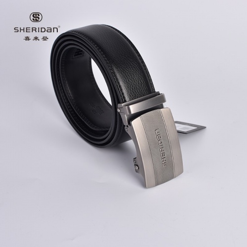 SHERIDAN 喜來(lái)登 男士皮帶男真皮層牛皮帶商務(wù)休閑平滑自動(dòng)扣腰帶板扣褲腰帶男皮帶 NL71053S 黑色