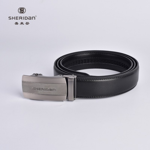 SHERIDAN 喜來(lái)登 男士皮帶男真皮層牛皮帶商務(wù)休閑平滑自動(dòng)扣腰帶板扣褲腰帶男皮帶 NL71053S 黑色