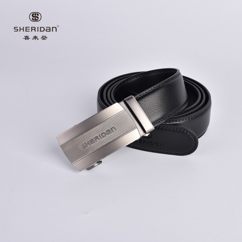SHERIDAN 喜來(lái)登 男士皮帶男真皮層牛皮帶商務(wù)休閑平滑自動(dòng)扣腰帶板扣褲腰帶男皮帶 NL71053S 黑色