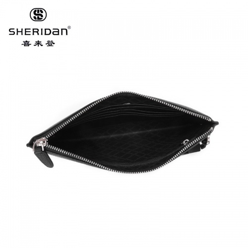 SHERID AN 喜來登 男士手拿包商務(wù)休閑包牛皮軟皮男士手拿包大容量NL180316S 黑色