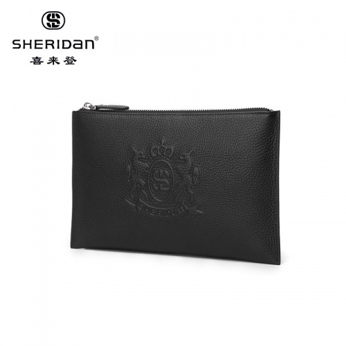 SHERID AN 喜來登 男士手拿包商務(wù)休閑包牛皮軟皮男士手拿包大容量NL180316S 黑色