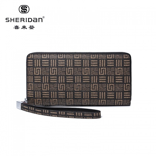 SHERID AN 喜來(lái)登 錢(qián)包男士豎款正品真皮多功能卡位長(zhǎng)款商務(wù)休閑錢(qián)夾NL180110S 黑色