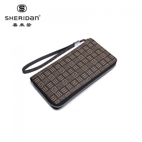 SHERID AN 喜來(lái)登 錢(qián)包男士豎款正品真皮多功能卡位長(zhǎng)款商務(wù)休閑錢(qián)夾NL180110S 黑色