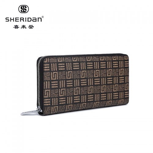 SHERID AN 喜來(lái)登 錢(qián)包男士豎款正品真皮多功能卡位長(zhǎng)款商務(wù)休閑錢(qián)夾NL180110S 黑色