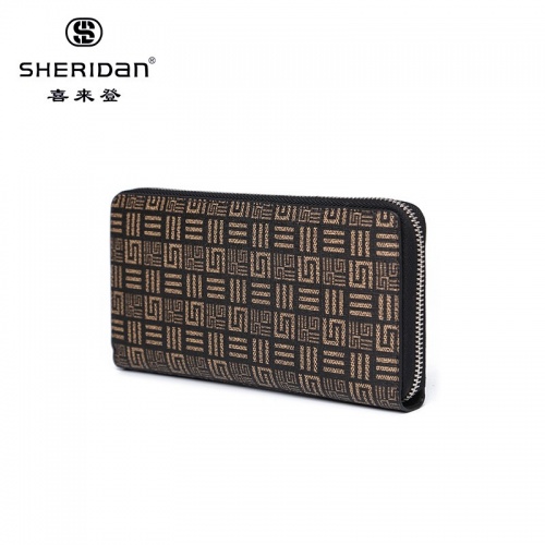 SHERID AN 喜來(lái)登 錢(qián)包男士豎款正品真皮多功能卡位長(zhǎng)款商務(wù)休閑錢(qián)夾NL180110S 黑色
