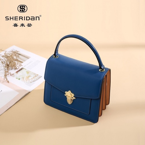 SHERIDAN 喜來(lái)登 新款時(shí)尚鏈條小方包百搭斜跨包女士手提包NL181137S 藍(lán)色